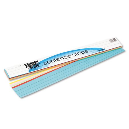 PACON Sentence Strips, 24 x 3, Assorted Colors, PK100 73400